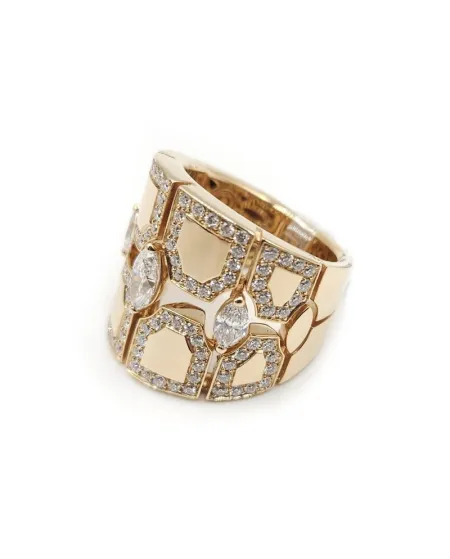 Anello Fascia Crivelli in Oro Rosa e Diamanti