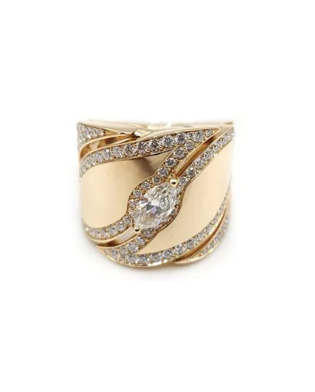 Anello Fascia Crivelli in Oro Rosa e Diamanti