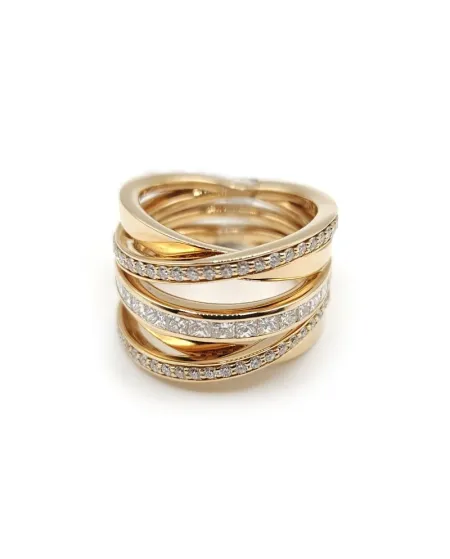 Bague multibrins Crivelli en or rose et diamants