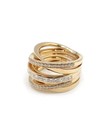 Anello Multifilo Crivelli in Oro Rosa e Diamanti