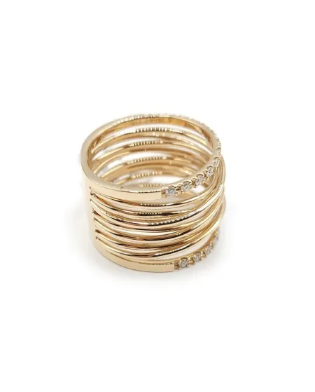 Bague multibrins Crivelli en or rose et diamants