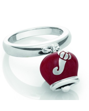 Bague double face Chantecler Campanella en argent et émail rouge