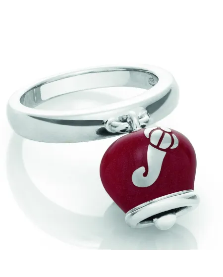 Chantecler Anello campanella double face in argento e smalto rosso