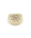 Anello a Fascia Casella Gioielli in Oro Bicolore con Decorazione Floreale