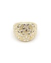 Casella Gioielli Band Ring in Two-Tone Gold with Floral Decoration