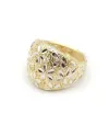 Casella Gioielli Band Ring in Two-Tone Gold with Floral Decoration