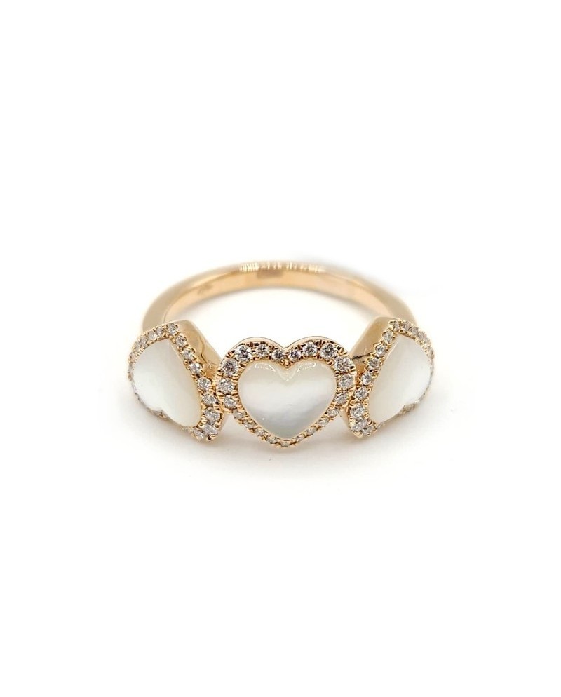 Crivelli Ring in Rose Gold with Diamonds and Mother of Pearl Hearts