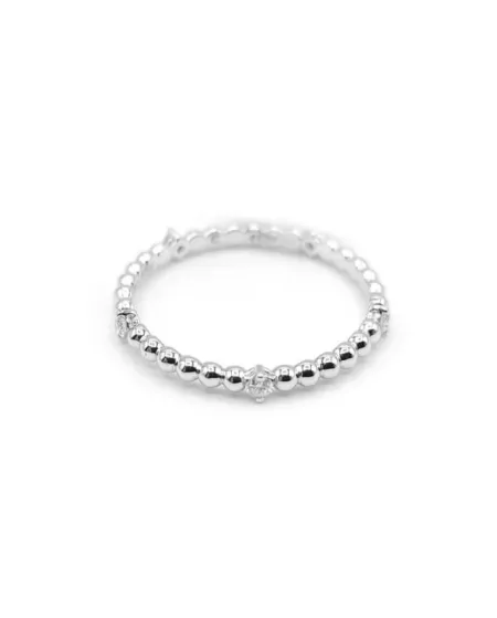 Anello Crivelli in Oro Bianco con Sfere e Diamanti