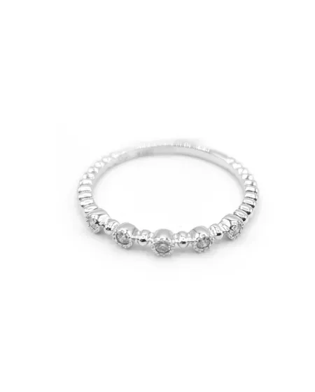 Anello Crivelli in Oro Bianco con Sfere e Diamanti