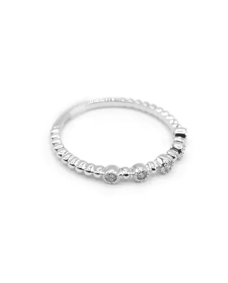 Anello Crivelli in Oro Bianco con Sfere e Diamanti