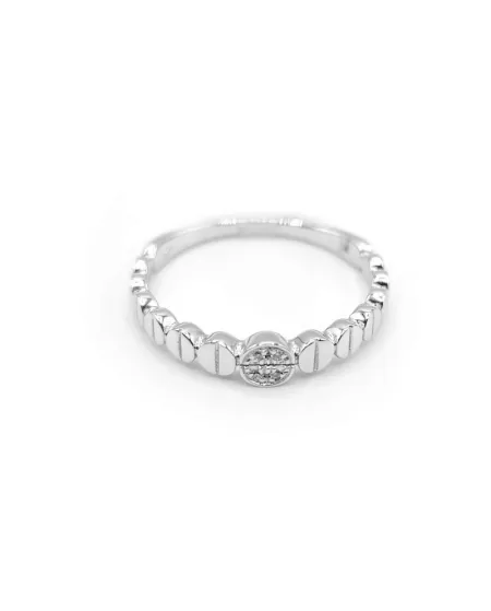 Anello Crivelli in Oro Bianco con Micro Pavé di Diamanti