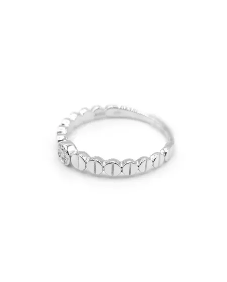Anello Crivelli in Oro Bianco con Micro Pavé di Diamanti