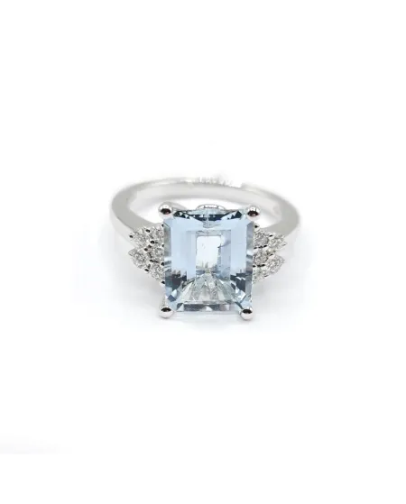 Crivelli White Gold Ring with Diamonds and Aquamarine