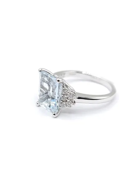 Crivelli White Gold Ring with Diamonds and Aquamarine