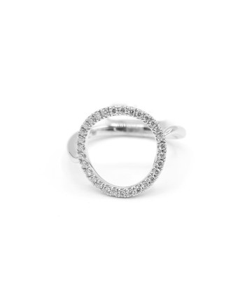 Bague Crivelli en or blanc avec diamants pavés circulaires