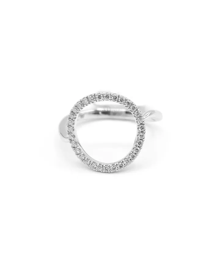 Bague Crivelli en or blanc avec diamants pavés circulaires