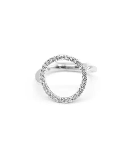 Crivelli Ring in White Gold with Circular Pavé Diamonds