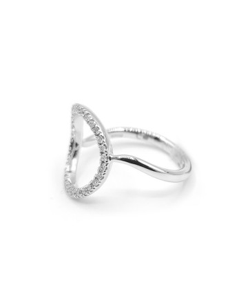 Anello Crivelli in Oro Bianco con Pavé di Diamanti Circolare