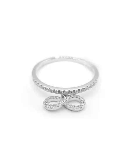 Anello Crivelli in Oro Bianco con Diamanti e Simbolo Infinito Pendente