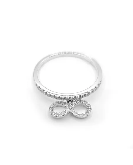 Anello Crivelli in Oro Bianco con Diamanti e Simbolo Infinito Pendente
