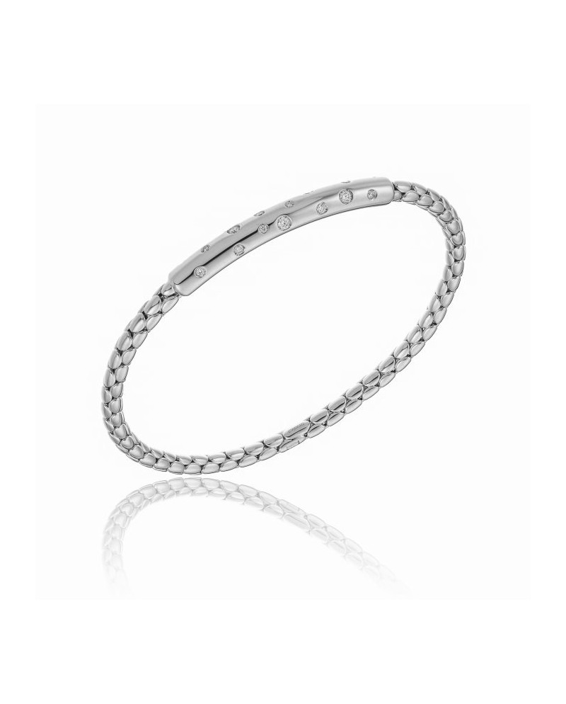 Bracciale Elastico Chimento Stretch Spring in Oro Bianco con Diamanti