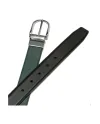 Ceinture réversible Pineider Daily en cuir lisse noir/vert avec boucle ovale