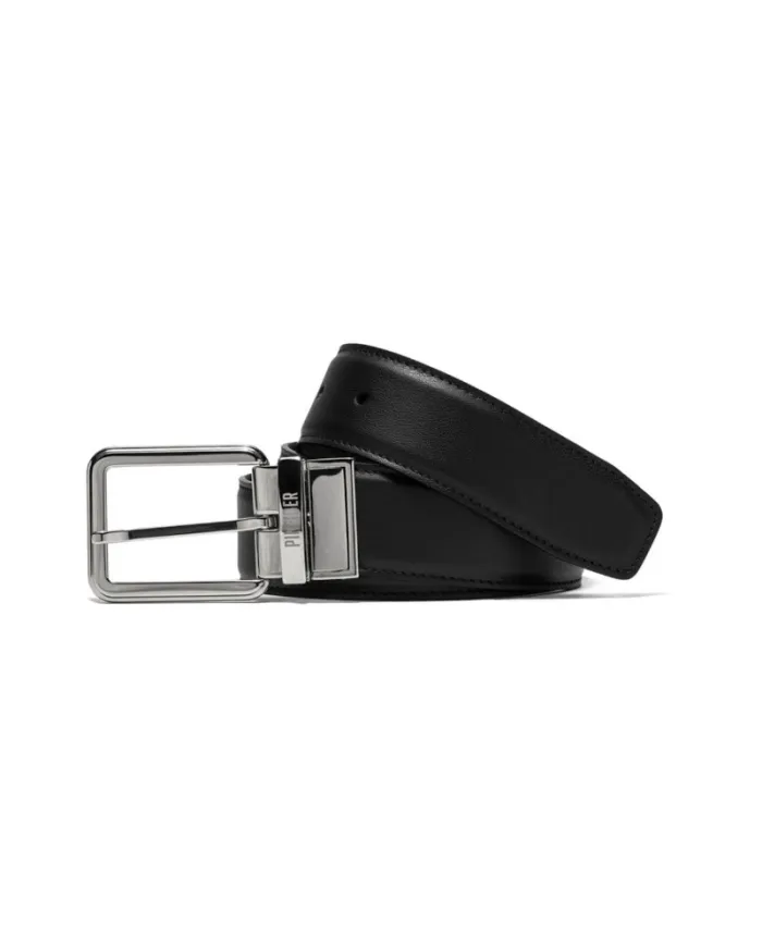 Ceinture réversible Pineider Daily en cuir lisse noir/marron