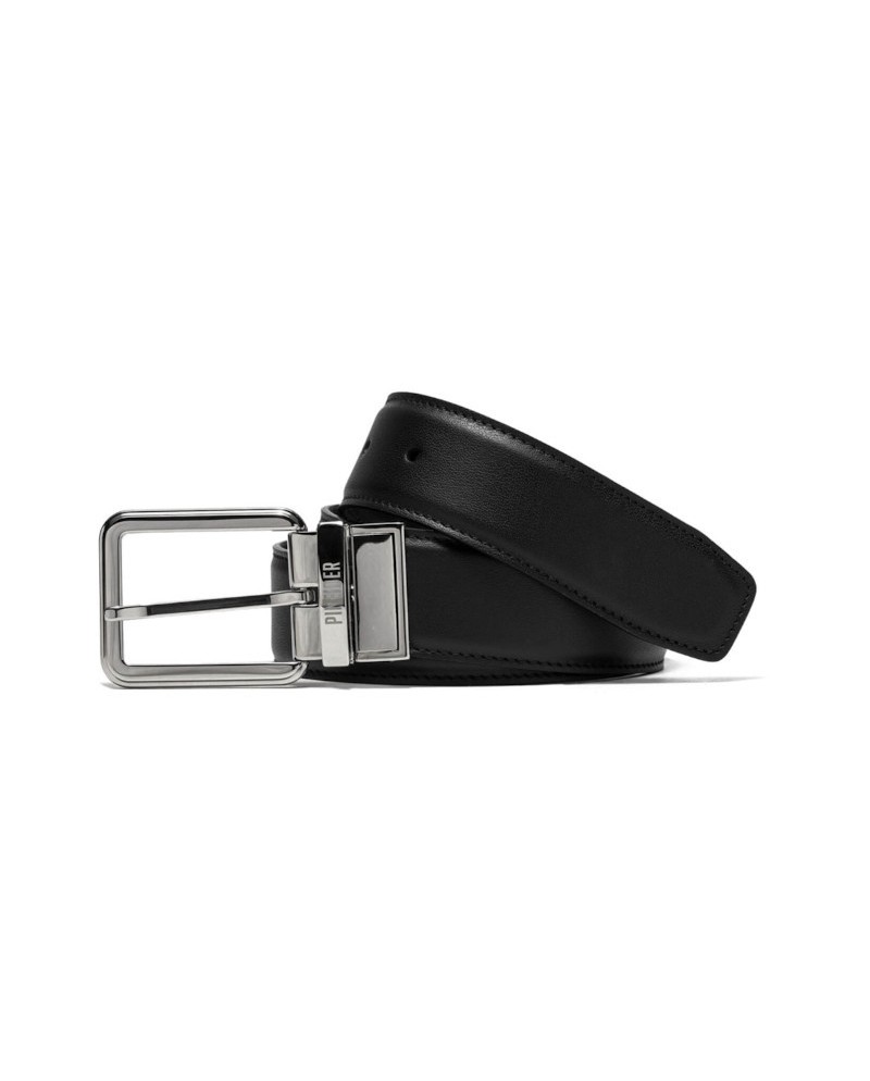 Ceinture réversible Pineider Daily en cuir lisse noir/marron