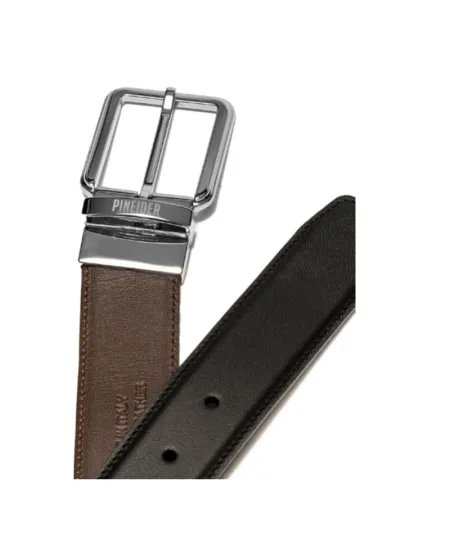 Ceinture réversible Pineider Daily en cuir lisse noir/marron