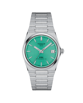 Montre Tissot PRX Powermatic 80 avec cadran vert clair et bracelet en acier de 35 mm