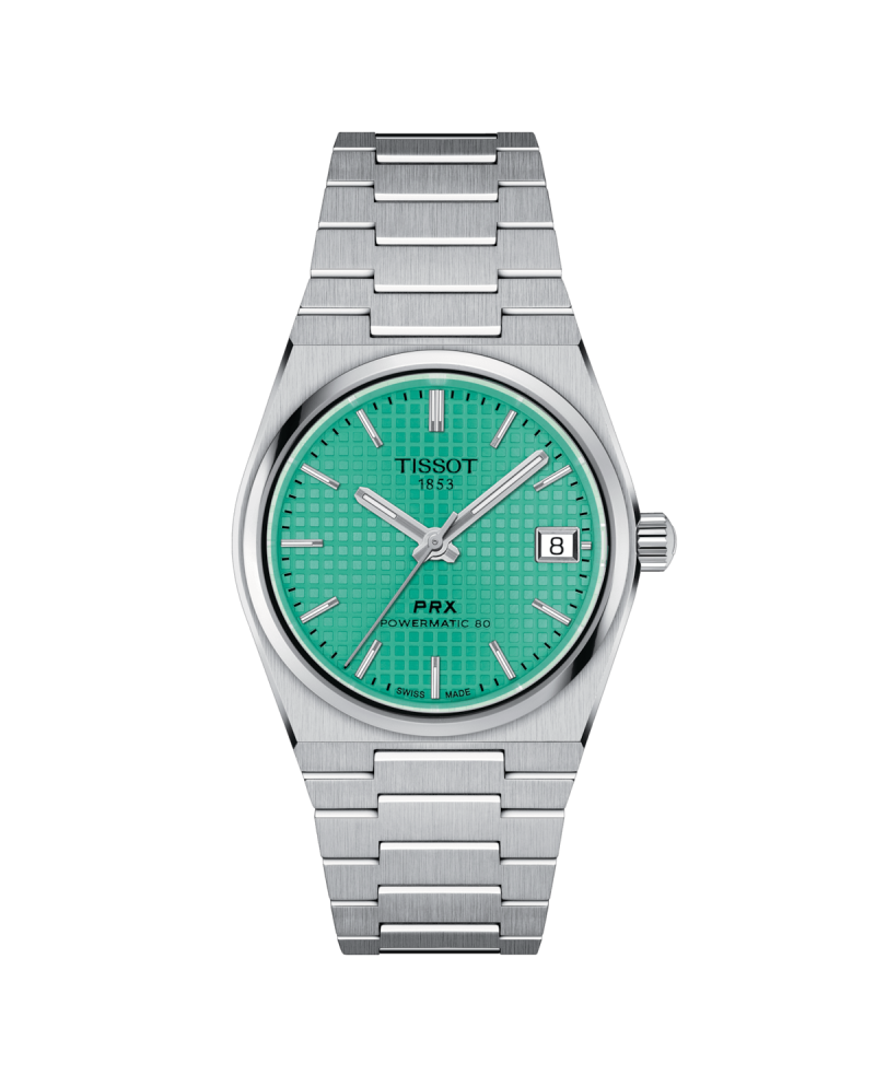 Orologio Tissot PRX Powermatic 80 con Quadrante VerdeChiaro e Bracciale in Acciaio 35 mm