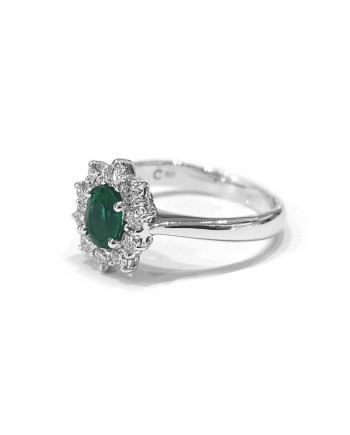 Bague Crivelli en or blanc avec diamants et émeraude