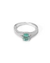 Crivelli Ring in White Gold with Diamonds and Emerald
