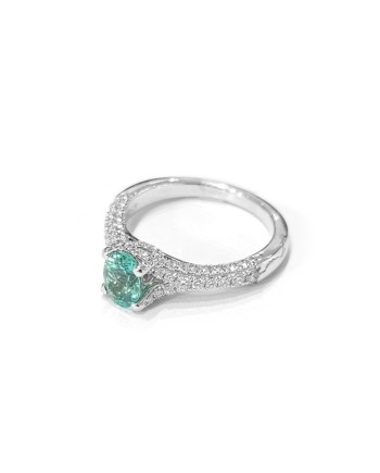 Anello Crivelli in Oro Bianco con Diamanti e Smeraldo