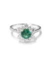 Crivelli Ring in White Gold with Diamonds and Round Emerald