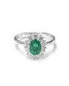 Crivelli Ring in White Gold with Diamonds and Emerald