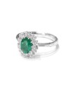 Crivelli Ring in White Gold with Diamonds and Emerald