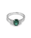 Crivelli Ring in White Gold with Diamonds and Emerald