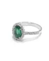 Crivelli Ring in White Gold with Diamonds and Emerald