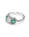 Anello Crivelli in Oro Bianco con Diamanti e Smeraldi Ovali
