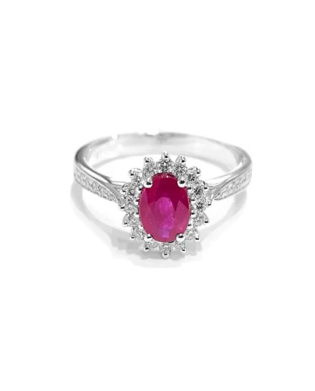 Crivelli Ring in White Gold with Diamonds and Ruby