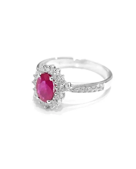 Crivelli Ring in White Gold with Diamonds and Ruby