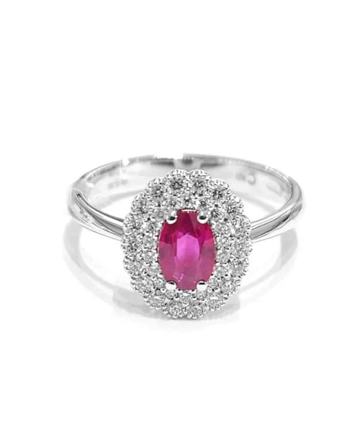 Bague Crivelli en or blanc avec diamants et rubis