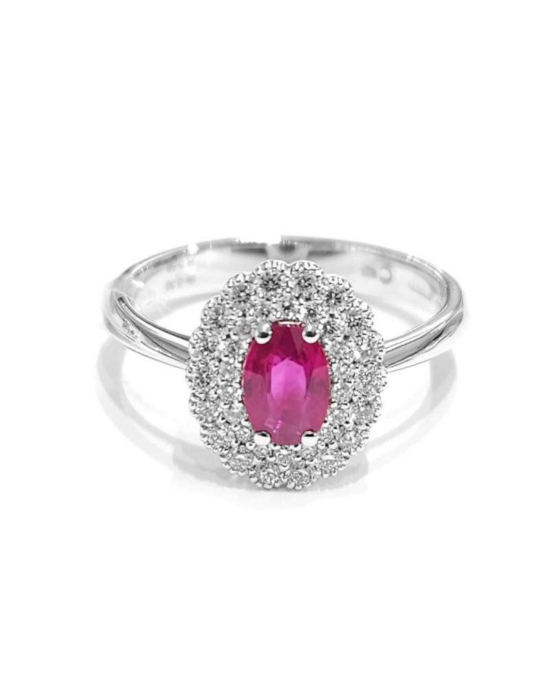 Bague Crivelli en or blanc avec diamants et rubis