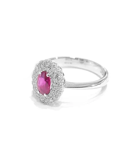 Anello Crivelli in Oro Bianco con Diamanti e Rubino