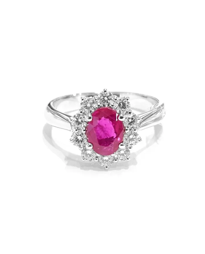 Bague Crivelli en or blanc avec diamants et rubis