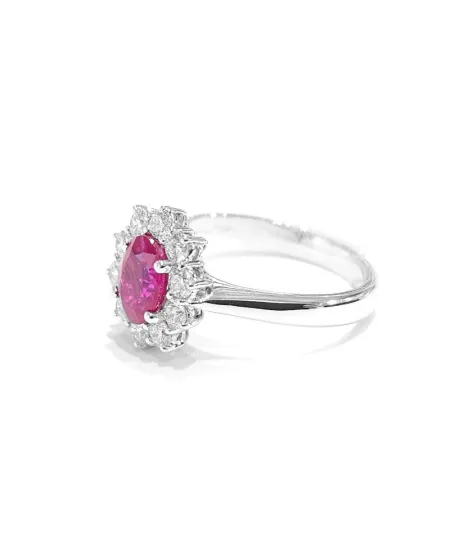 Crivelli Ring in White Gold with Diamonds and Ruby