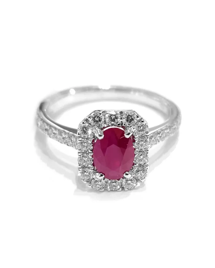 Bague Crivelli en or blanc avec diamants et rubis