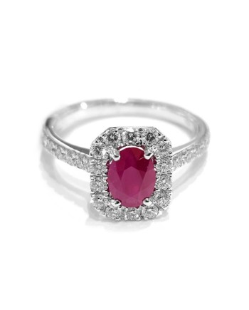 Crivelli Ring in White Gold with Diamonds and Ruby