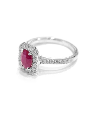 Crivelli Ring in White Gold with Diamonds and Ruby